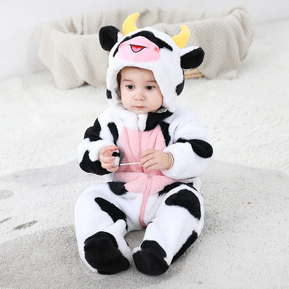 Anime Bear Baby Girl Boy Clothes Romper Lovely Infant Baby Onesie Bodysuit Newborn Zipper Hooded Flannel Cosplay Jumpsuits