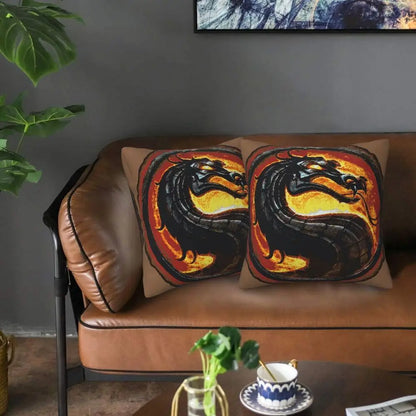 Mortal Kombat Logo 2 pcs Square Pillowcase Pillow Cover Cushion Decor Comfort Throw Pillow for Home Living Room