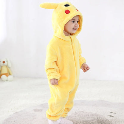 Anime Bear Baby Girl Boy Clothes Romper Lovely Infant Baby Onesie Bodysuit Newborn Zipper Hooded Flannel Cosplay Jumpsuits