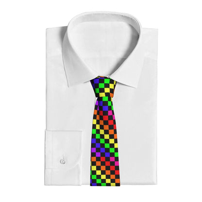 Black And White Checkerboard Pattern Ties Men Formal Silk Geometric Tartan Necktie for Office