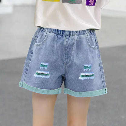 New Girls Denim Shorts Summer Kids Girl Hot Pants Clothing Baby Casual Jean Shorts 4 6 8 10 12 14 Year