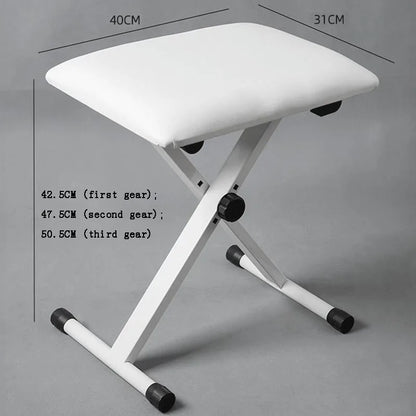 White Piano Stool X-Shaped Keyboard Stools, 3 Gears Height Adjustable, Musical Instrument, Piano Accessories