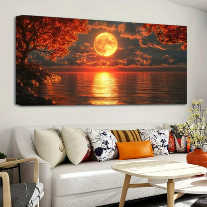 1.5 inch thick pine solid wood frame,a beautiful Red Sea golden sunset picture,mounted and hung in the living room, bedroom, art