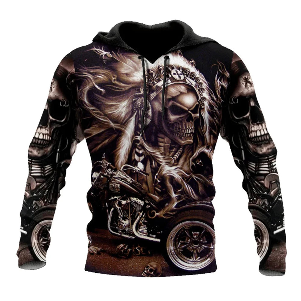 Men's Four Seasons Fashion 3D Printed Hoodie 3D Skull Print Men's Fashion Men's Horror Hoodie Top 2024