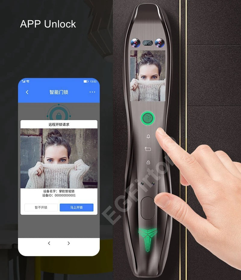 3D Face Recognition Palmprint Fingerprint Password IC Card Touch Screen Electronic Door Lock Home Anti-theft Office Lock