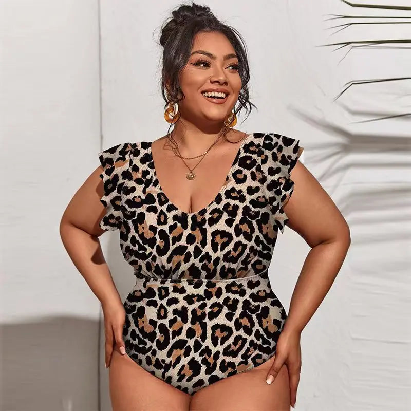 Floral Plus Size Bikini Women Leopard Printed Swimwears High Waist Sexy Fashion Beachwear Spring Summer Female Swimsuit