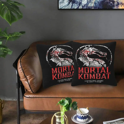 Mortal Kombat Logo 2 pcs Square Pillowcase Pillow Cover Cushion Decor Comfort Throw Pillow for Home Living Room