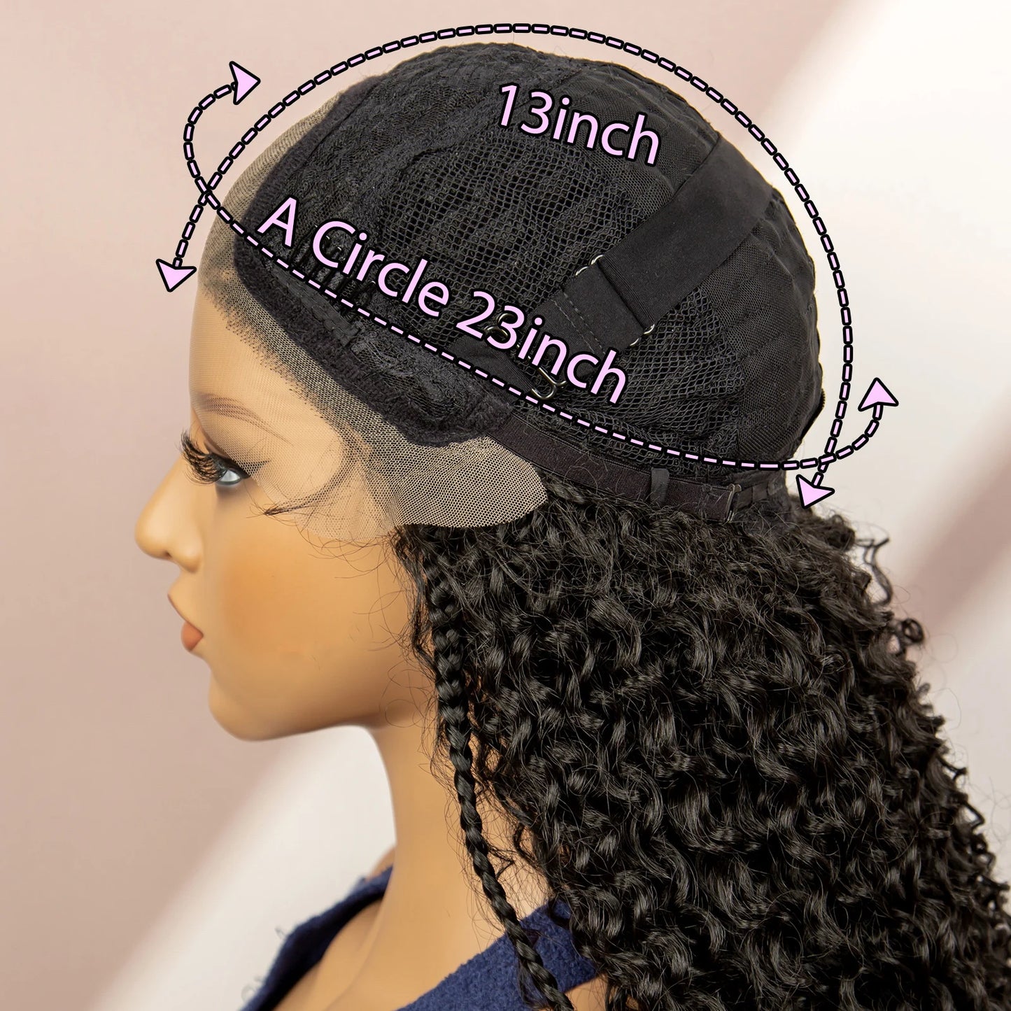 26 Inches Synthetic Lace Front Curly Braided Wigs Cornrow Braided Wig with Baby Hair Boho Braids Burgundy Braiding