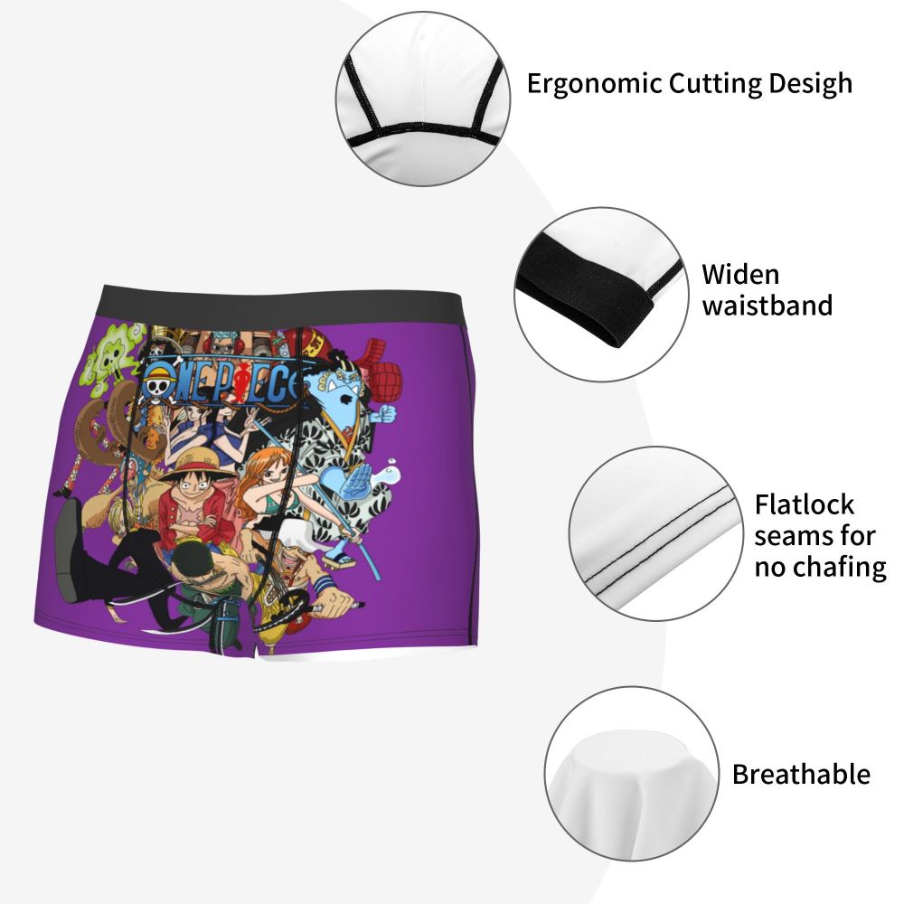 Best One Collage Collection Poster Man's Boxer Briefs Luffy Highly Breathable Underpants Top Quality Print Shorts Birthday Gifts