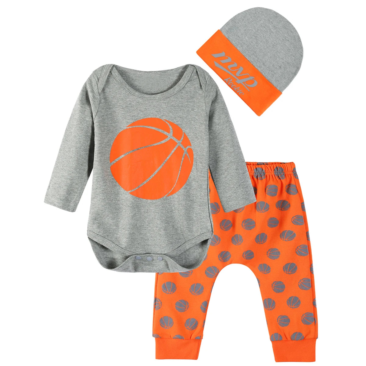 Baby Boys Sports Costume Outfits Infant Cotton Clothing Set Newborn Basketball Pattern Bodysuit Party Photo Props 3 PCS