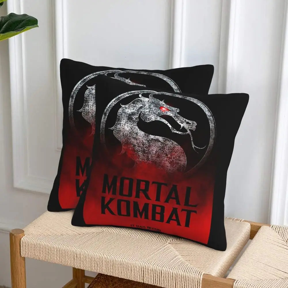 Mortal Kombat Logo 2 pcs Square Pillowcase Pillow Cover Cushion Decor Comfort Throw Pillow for Home Living Room