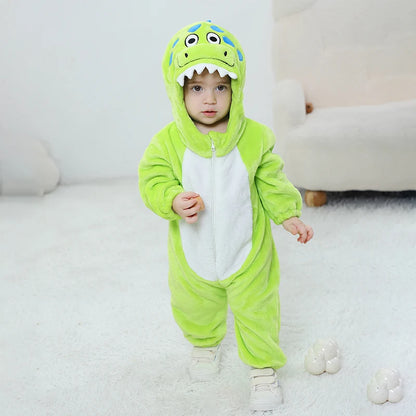 Anime Bear Baby Girl Boy Clothes Romper Lovely Infant Baby Onesie Bodysuit Newborn Zipper Hooded Flannel Cosplay Jumpsuits