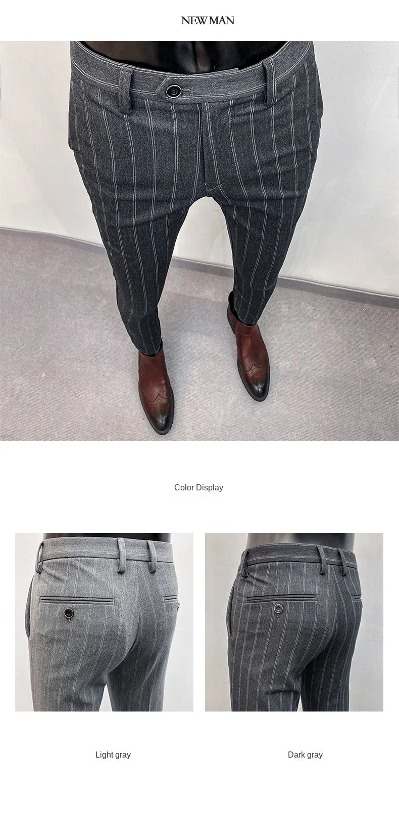 Men Stripes Suit Pants Spring New High-quality Slim Dress Fashion Casual Trousers Mens Clothing Formal Full Length Pants