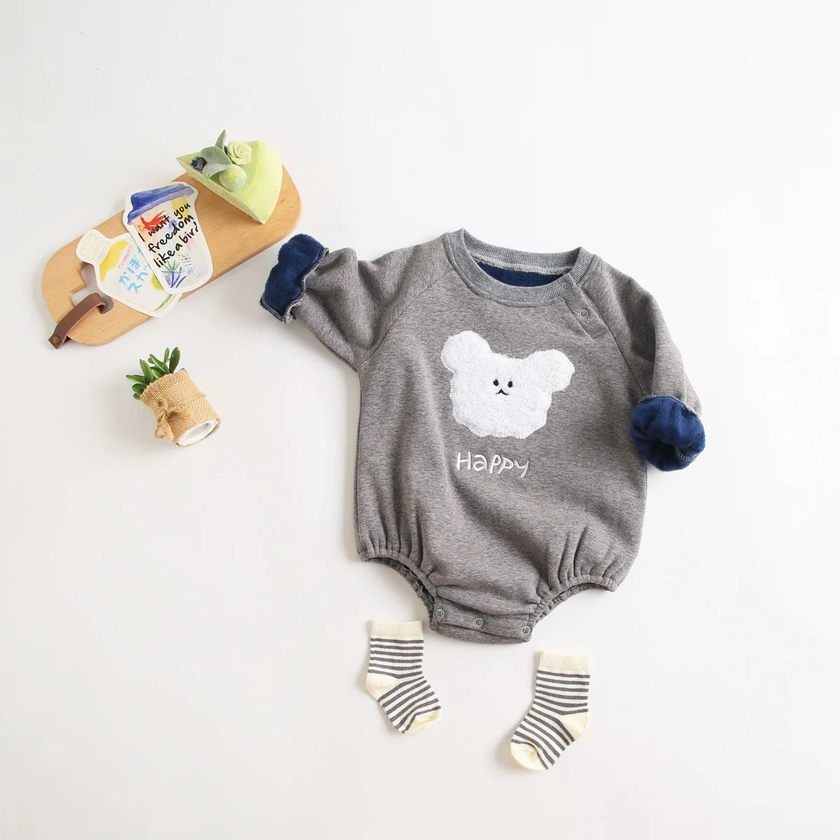 Winter Autumn Unisex Baby Boys Girls Bodysuits Warm Fleece Long Sleeve Toddler Clothing Onesies Cute Animal Casual