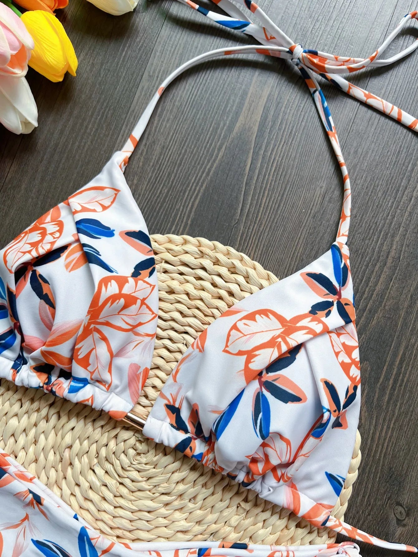 Two-piece Triangle Floral  Print Swimwear