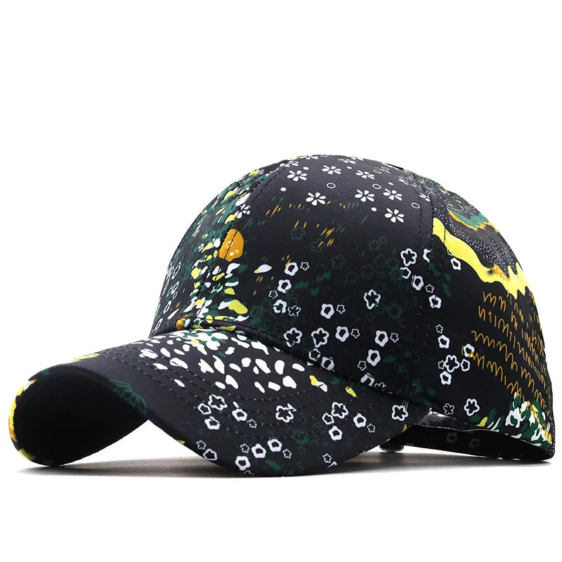 New Print Flower Baseball Caps for Men and Women Summer Sun Hat Visor Cap Adjustable Bonne Hats Gorras