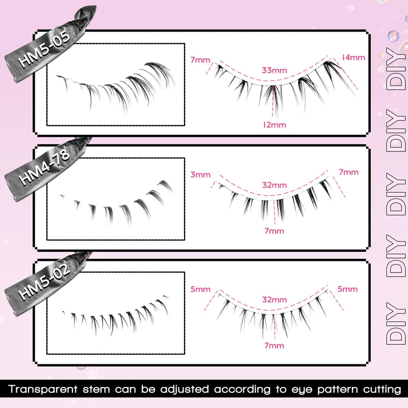 Lower Eyelashes Pack Under Eye Lashes Soft Lower Eyelashes 100% Handmade Clear Band Manga Bottom Lashes Makeup Tools