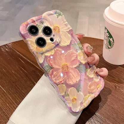 Fashion Laser Blue Light Flowers Phone Case For iPhone 15 14 Pro Max 11 12 13 Pro Max 14Pro 13Pro Luxury Shockproof Soft Cover