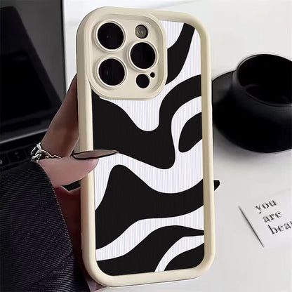 Fashion Zebra Stripe Lattice Pattern Silicone Case For Xiaomi Redmi Note 13 12 Pro Plus 5G 12S 11S 11 10S 10 Redmi 13C 12 Cover