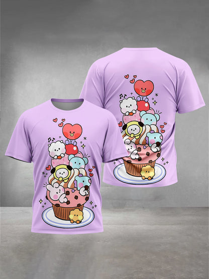 Cute Cartoon 3D Print Baby Clothing 5 to 14 Years Male Outdoor Clothes for B-BT-21-S Children Boy Girl Child T-Shirt Top Shirts