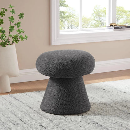 Round Footstool Ottoman, Mushroom Foot Rest Stool, Small Upholstered Boucle Footstool Ottoman for for Makeup, Living Room