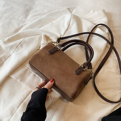 Simple and fashionable Faux Suede shoulder bag, crossbody bag, women's small bag, pillow bag, Boston handbag, women's bag