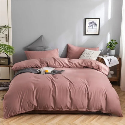 100% Cotton Bedding Set,Twin Size Duvet Cover 200x200,Skin Friendly Breathable,2 Pillowcase,No Bed Sheet,Solid Color