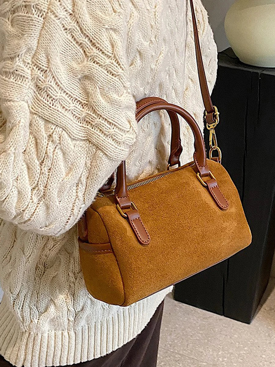 Simple and fashionable Faux Suede shoulder bag, crossbody bag, women's small bag, pillow bag, Boston handbag, women's bag