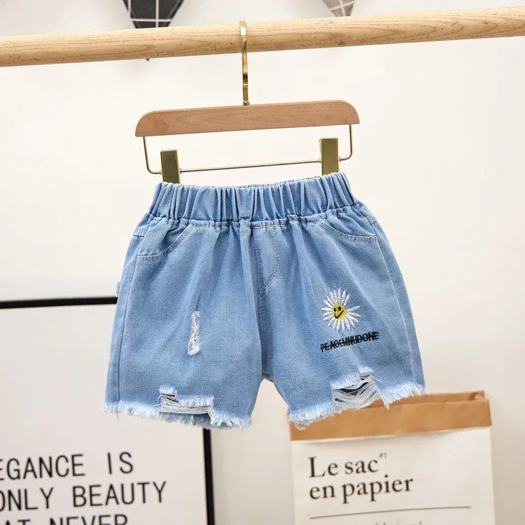 New Girls Denim Shorts Summer Kids Girl Hot Pants Clothing Baby Casual Jean Shorts 4 6 8 10 12 14 Year