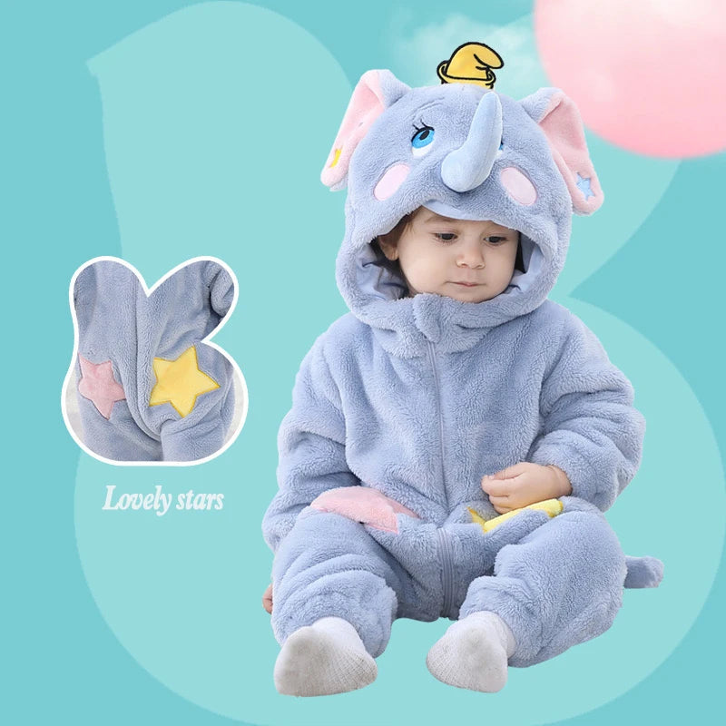 Elephant Onesies Baby Clothing Animal Kigurumi Newborn Cartoon Pajamas Infant Jumpsuit Kids Halloween Cosplay Costume Outfits