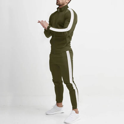 cross-border Europe, America, autumn and winter new casual men's sports suit color matching men's clothing