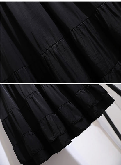 Black Simple Mid-Length Loose Skirt for Women Casual Style Spring Summer Autumn Plus Size Clothing Keep Short Eye Catching