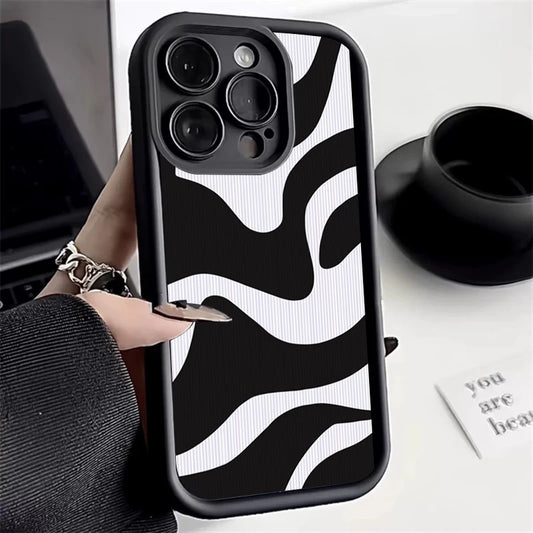 Fashion Zebra Stripe Lattice Pattern Silicone Case For Xiaomi Redmi Note 13 12 Pro Plus 5G 12S 11S 11 10S 10 Redmi 13C 12 Cover