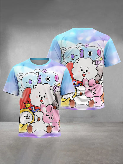 Cute Cartoon 3D Print Baby Clothing 5 to 14 Years Male Outdoor Clothes for B-BT-21-S Children Boy Girl Child T-Shirt Top Shirts