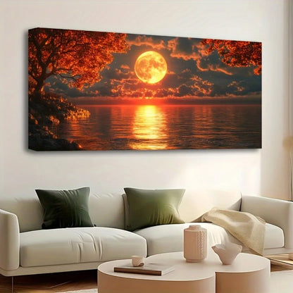 1.5 inch thick pine solid wood frame,a beautiful Red Sea golden sunset picture,mounted and hung in the living room, bedroom, art