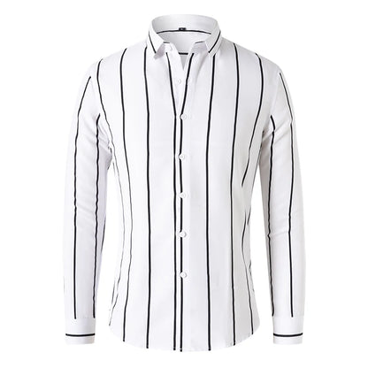 New Fashion Men's Striped Shirt Business Casual Long Sleeve Shirt Korean Style Slim Men's Shirt