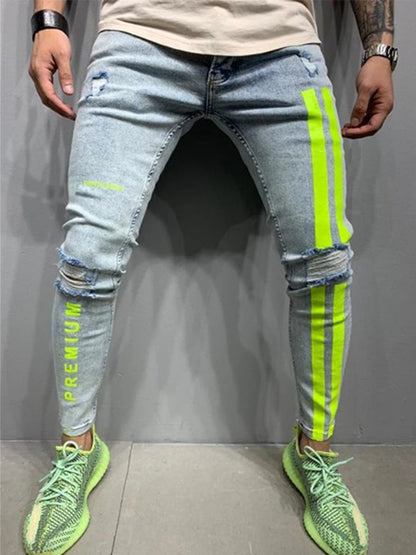 2025 New Mens Jeans Casual Skinny Pencil Pants Stretch Denim Trousers Male Slim Fit Fashion Destroyed Ripped Jeans Man Clothing