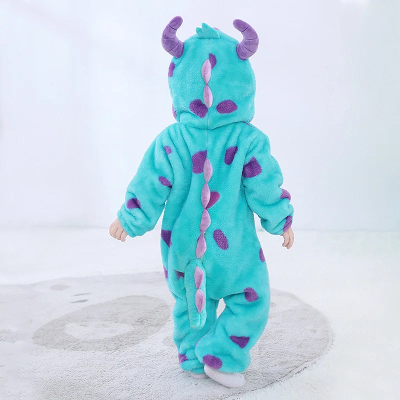 Anime Bear Baby Girl Boy Clothes Romper Lovely Infant Baby Onesie Bodysuit Newborn Zipper Hooded Flannel Cosplay Jumpsuits