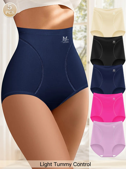 5pcs High Waisted Tummy Tightening Women's Panties Triangle Pants Non-marking Breathable Comfortable Hip Lifting Shape