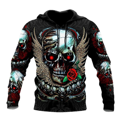 Men's Four Seasons Fashion 3D Printed Hoodie 3D Skull Print Men's Fashion Men's Horror Hoodie Top 2024