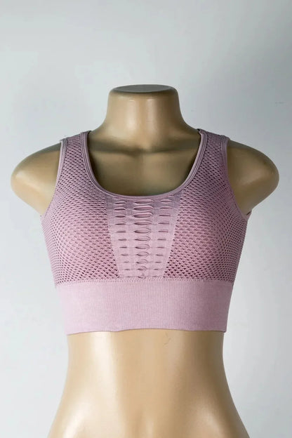 Seamless Mesh Sports Bra for Women Yoga Crop Top Sleeveless Gym Fitness Wear Underwear Workout Vest Active Wear