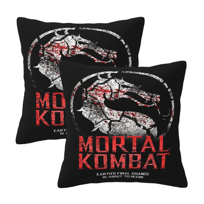 Mortal Kombat Logo 2 pcs Square Pillowcase Pillow Cover Cushion Decor Comfort Throw Pillow for Home Living Room