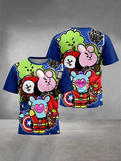 Cute Cartoon 3D Print Baby Clothing 5 to 14 Years Male Outdoor Clothes for B-BT-21-S Children Boy Girl Child T-Shirt Top Shirts