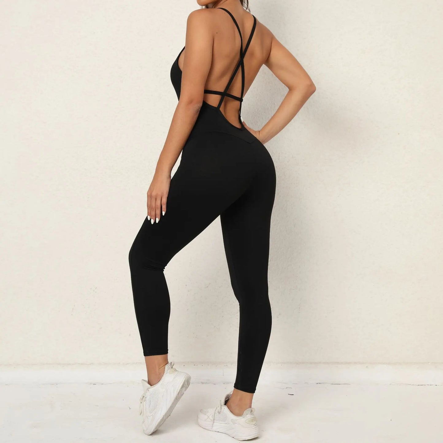 Women Athleisure Fitness Bodysuit Backless One Piece Yoga Jumpsuit Sports Gym Workout Clothes for Women Tights Active Wear