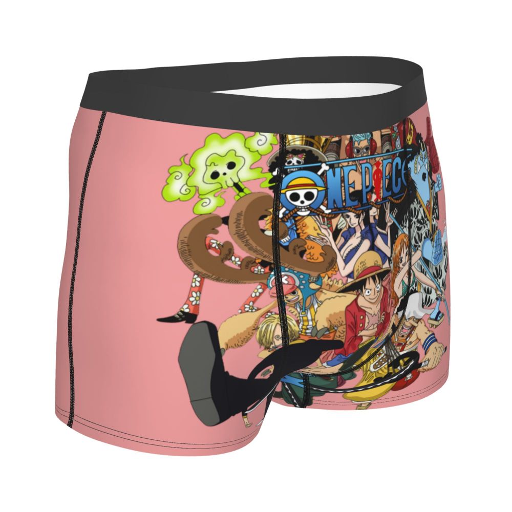 Best One Collage Collection Poster Man's Boxer Briefs Luffy Highly Breathable Underpants Top Quality Print Shorts Birthday Gifts