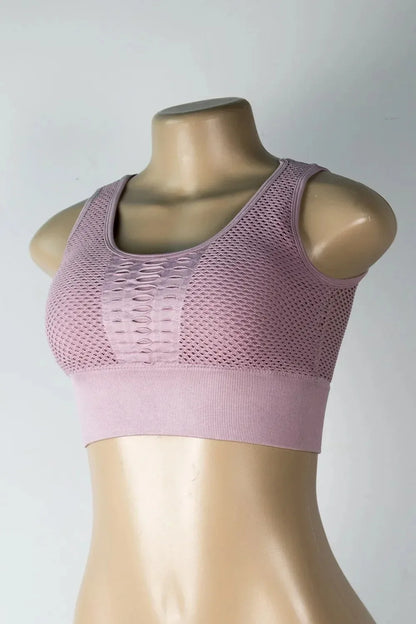 Seamless Mesh Sports Bra for Women Yoga Crop Top Sleeveless Gym Fitness Wear Underwear Workout Vest Active Wear