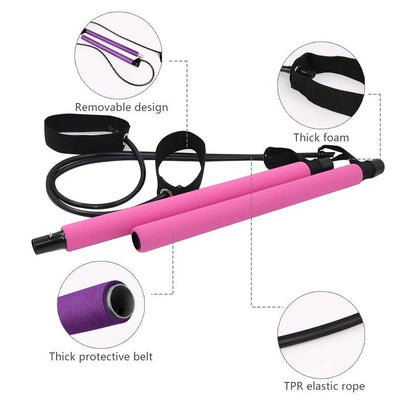 Pilates Bar Kit with Resistance Bands Workout Equipment Legs,Hip,Waist Exercise Fitness Equipment for Women Men Home Gym Yoga