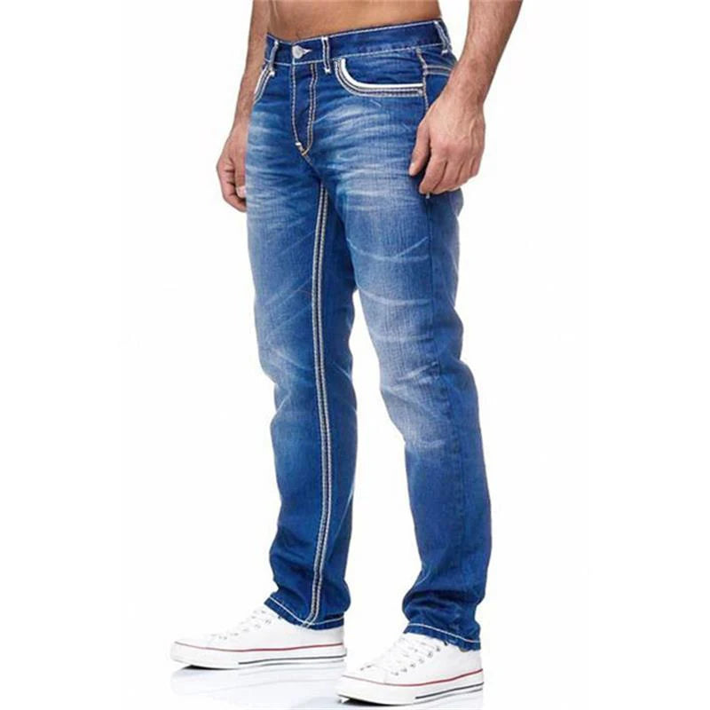 Men Jeans Black Straight Pants Spring Autmun Pockets Denim Casual Tousers Light Blue High quality Streetwear Jeans Men