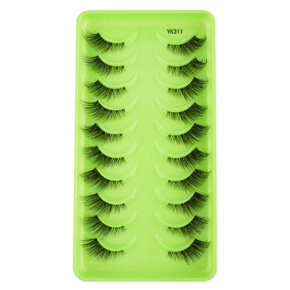 YSDO 3/10 Pairs Cat Eye Lash Wispy Half Lashes Natural False Eyelashes Extensions Fluffy Volume 3D Mink Lashes Makeup Faux Cils