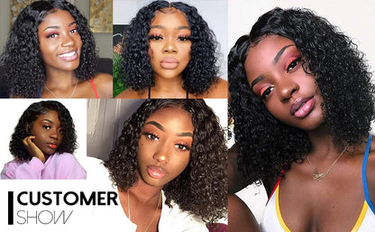 Brazilian Short Curly Bob Lace Front Human Hair Wigs PrePluck With Baby Hair Deep Wave Frontal Wig For Women Water Wave Lace Wig